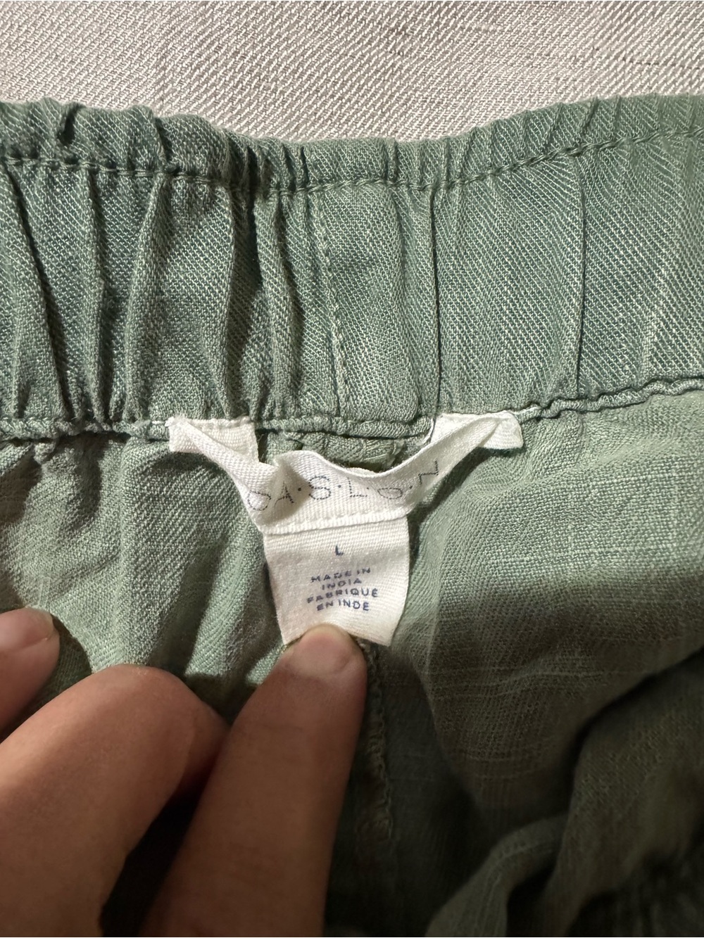 Caslon Sage Green Linen Blend Drawstring Pants Women’s Size L NWOT Relaxed Fit - Picture 6 of 9